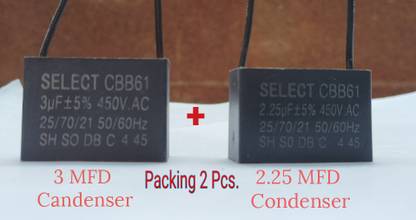 Select Table & Wall + Pedestal Fan Capacitor 450V 3uF + 2.25 uF 50/60Hz Fan Capacitor Power Capacitor