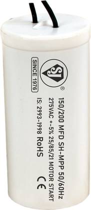 S J Motor starting capacitor/Condensor 150/200 MFD ,50Hz 440V (WIRE TYPE) Electrolytic Capacitor