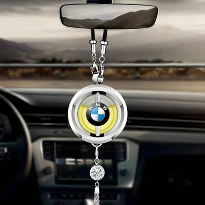 GlowMyst ® Premium Quartz Glass Mirror Hanging Perfume, Steel Housing (BMW) Car Freshener Diffuser Mirror Hanging Car Perfume