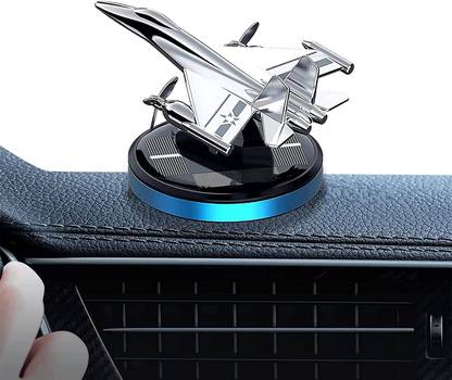 En ligne Solar Rotating Car Essential Oil Diffuser, Car Dashboard Decorations Fighter Jet Solar Car Fragrance Air Purifier