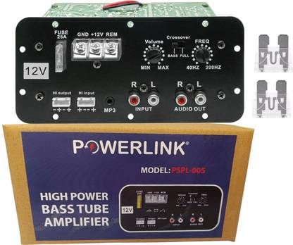 Powerlink 12V Dual Channel 120W Car Multi Channel Amplifier Stereo,(2 FUSE INCLUDED) Mono Class AB Car Amplifier