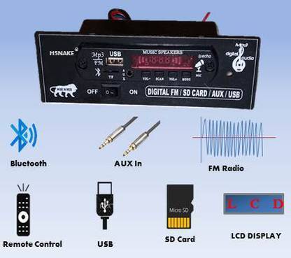 HSNAKE Mini Car USB Bluetooth, 12 Volt DC 6283 SINGLE IC Two Class AB Car Amplifier