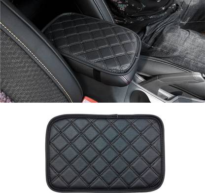 Auto Oprema Leather Center Console Cushion Pad, Armrest Seat Box Cover Fit for Cars 7D Black Car Armrest Pad Cushion