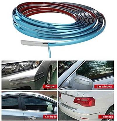 CARWORLD Chrome Beading Roll (10MM-5Meter) For WagonR, Alto800 and Baleno Car Beading Roll For Bumper, Door, Window, Trunk, Window Sill, Grill and Garnish Cover, Boot Lid, Hood
