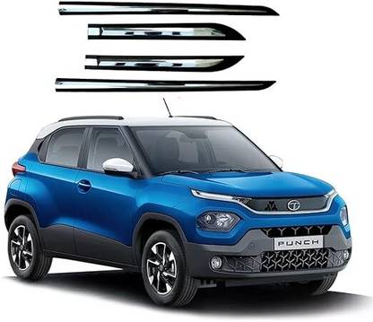 CARSHADE Half Chrome Side Beading Side Cladding Protector For Tata Punch Set of 4 Car Beading Roll For Door