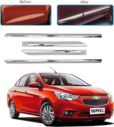 CARSHADE Full Chrome Set of 4pcs Side Beading Side Cladding Compatible for SAIL UVA Car Beading Roll For Door