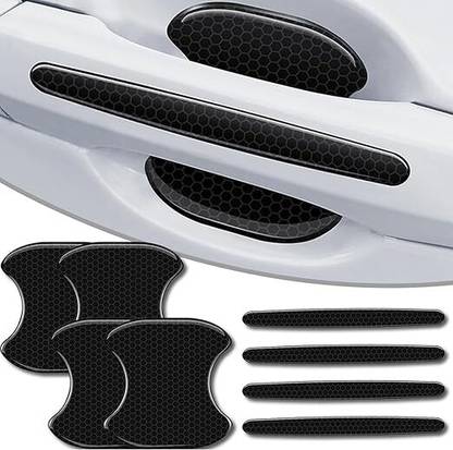 Verilux Car Door Handle Guards Carbon Fiber Pattern Set of 8 Pieces Car Beading Roll For Door