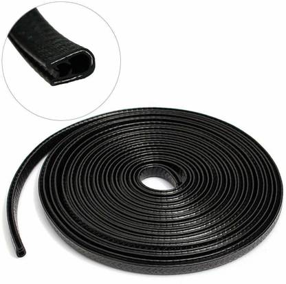 Auto Mac Car U Shape Edge Trim Rubber Strip Seal Protector Car Door Edge Guards (16 ft/5 m, Black) Compatible with All Cars Car Beading Roll For Door