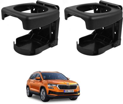 AuTO ADDiCT Car Foldable Black Drink Holder Cup Holder For SKODA KAROQ Car Bottle Holder