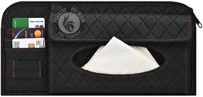 Kursilo Leatherette Car Tissue Box Holder for Home Office, Car Automotive Decoration. Vehicle Tissue Dispenser