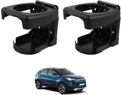 AuTO ADDiCT Car Foldable Black Drink Holder Cup Holder For TATA NEXON EV Car Bottle Holder