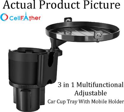 CellFAther Car Cup Holder Expander Tray, 3in 1 Adjustable Car Table Food Tray 360° Rotation Car Bottle Holder