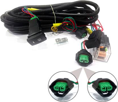 AUTO PEARL Fog light wire kit with socket, relay, and switch Car Bulb Holder