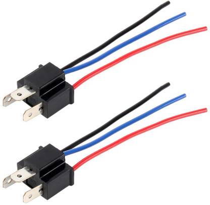 Auto-Ex H4 Bulb Holder Base Male Socket with Wire - Multicolour, Pack of 2 Car Bulb Holder