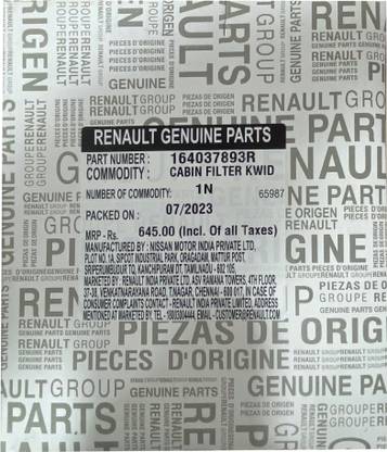 Renoult KWID Cabin fitter Car Cabin Filter