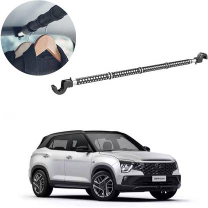 Oshotto Car Telescopic Clothes Hanger Bar, Heavy-Duty Non-Slip Rubber For Creta N Line Car Coat Hanger