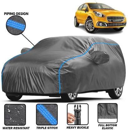 favy Car Cover For Fiat Punto Evo, Punto EVO 1.2 Active, Punto EVO 1.2 Dynamic, Punto EVO 1.3 Active (With Mirror Pockets)