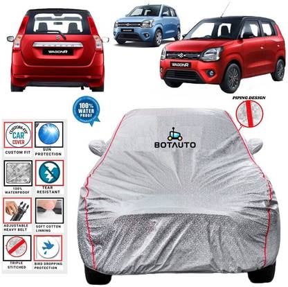 BOTAUTO Car Cover For Maruti Suzuki WagonR, WagonR Electric Vehicle, Universal For Car (With Mirror Pockets)