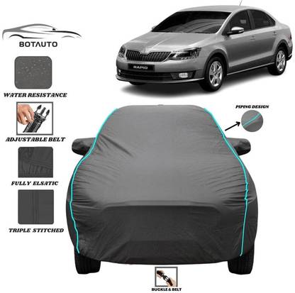 BOTAUTO Car Cover For Skoda Rapid, Universal For Car (With Mirror Pockets)