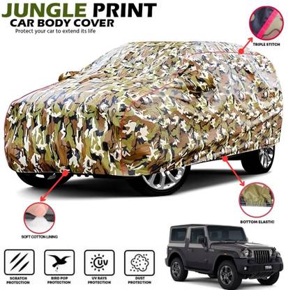 Mwiss Car Cover For Mahindra Thar, Thar DI 4X4, Thar DI 4X2, Thar Facelift, Thar CRDe, Thar DI 4X2 PS (With Mirror Pockets)