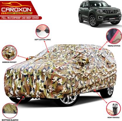 CAROXON Car Cover For Mahindra Scorpio, Scorpio 1.99 S10, Scorpio 1.99 S10 4WD, Scorpio 2.2L, Scorpio 2020 (With Mirror Pockets)