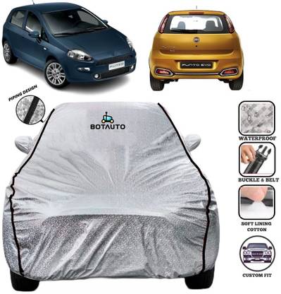 BOTAUTO Car Cover For Fiat Punto, Punto 1.7 TD, Punto 90-HP 1.3L Multijet, Universal For Car (With Mirror Pockets)