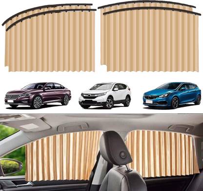 SELLERFLOR Car Side Window Sun Shade Curtain Pleated Silky UV Protection Privacy Magnetic Car Curtain