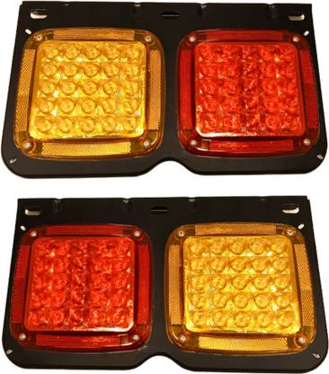 Apsmotiv 24V LED Red/Amber Rear Universal Tail Lights for Trucks, Trailers 2-Pack Car Dash Indicator Lamp