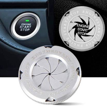 acube mart 1pcs Car Push Start Button Cover Spin Ignition Cap silver RIC-03 Car Dashboard Cover