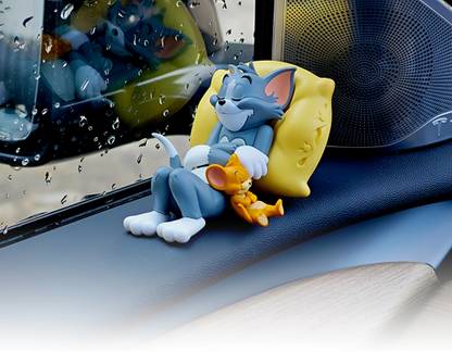 BRXR Tom & Jerry Cute Sleeping Car Interior Accessory Adorable Toy for Car Dashboard & Tabletop | Decorative Showpiece for Home & Office Collectible Figurine Car Dashboard Cover