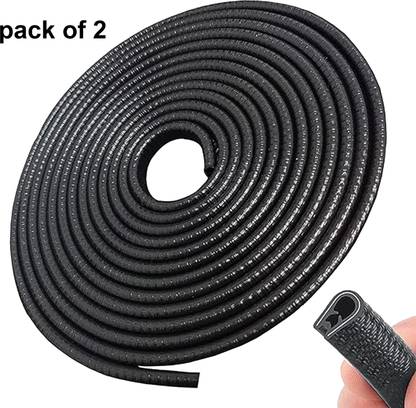 AKOOPAR GLOBAL Car Door Edge Protector Guard – U Shape Rubber Seal Strip, 5m – Black (PACK OF2) Car Beading Roll For Door, Trunk, Window Sill, Bonnet, Window