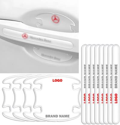 AXILA Car Door Handle Scratch Protector 12PCS Transparent Universal Car 4 mm x 1.2 m WHITE Reflective Tape