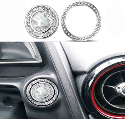 VUSTICA Diamond Encrusted Plastic Ignition Cover Car Engine Push Start Stop Button Cover Car Door Panel