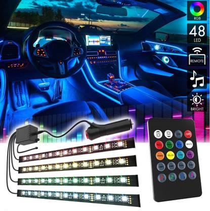 Gadiparts Atmosphere Lights Car LED Strip Lights 4 pcs 48 LED Multicolor HNA2556 Car Fancy Lights