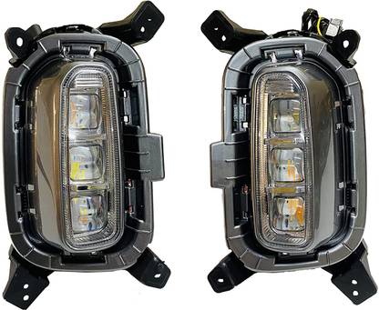 Autofasters Fog Light Led Ice Cube DRL for Kia Seltos, With Matrix Running Turn Indicator Car Fancy Lights