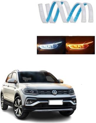 SPREADX Car Headlight Led Strip White DRL Daytime Light 12v For VW Taigun Car Fancy Lights