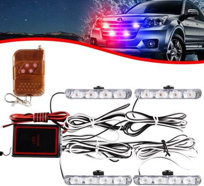 ENEMYT LED Emergency Lights With Remote Control,Red&Blue 4IN1 24LED Grill Warning Car Fancy Lights