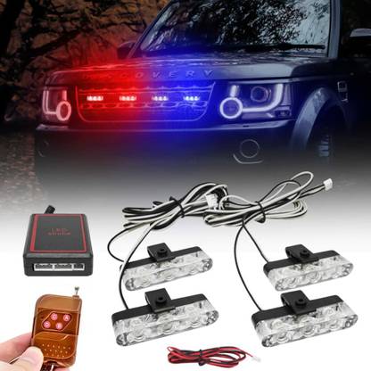EliteAuto 4*4 LED Police Light 12V Car Motorcycle Flasher LED Flashlight Car police Lights Car Fancy Lights