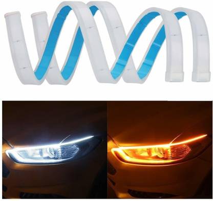 Air Wink White LED Light Soft neon headlight design Article Lamp Daytime Car Fancy Lights with yellow indicator for cars Car Fancy Lights (White, Yellow) Car Fancy Lights