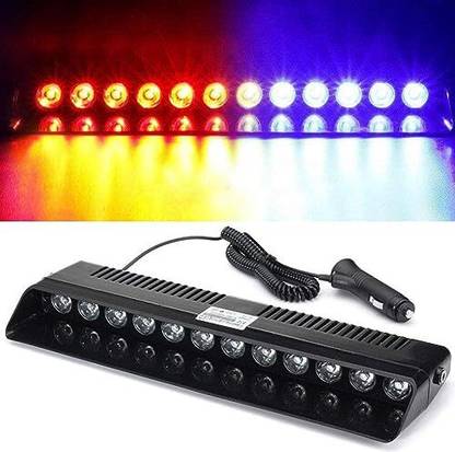JUST MOD Police Light 9 Led Red, Blue & White Strobe Flashing Warning Lights for All Cars Car Fancy Lights