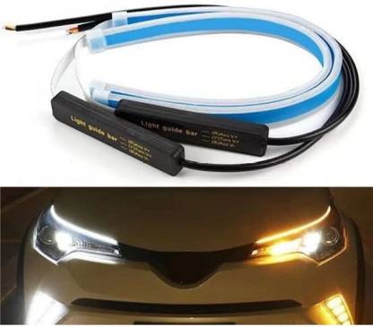 RohanEshop Car Drl with Adapter White & Yellow Running Indicator Lights (Pack of 2) Car Fancy Lights