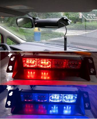 JUST MOD 16 Led Police Red Blue Windshield Flash Light Multi Modes For Car Interior Car Fancy Lights
