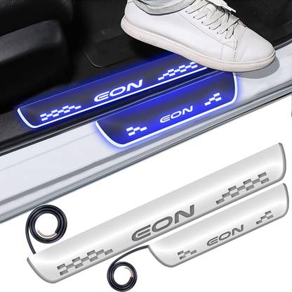 FABTEC Mirror Finish Door Sill Foot Step LED Sill Plate for Eon (Set of 4, Blue) Car Fancy Lights