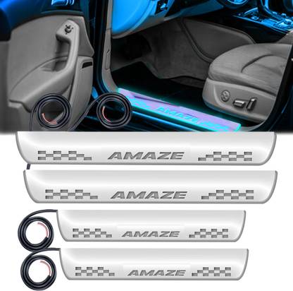 FABTEC Mirror Finish Car Door Foot Step LED Sill Plate for HONDA (Set of 4, Blue) Car Fancy Lights
