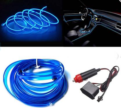 Auto Emporium Hub EL Wire Car Interior Light Ambient Neon Light for All Car Models Blue Car Fancy Lights