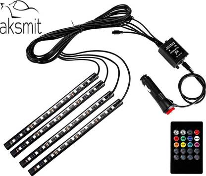 aksmit 4 X 12 LED RGB Car Interior Decorative Light Floor Atmosphere Strip Light Car Car Fancy Lights