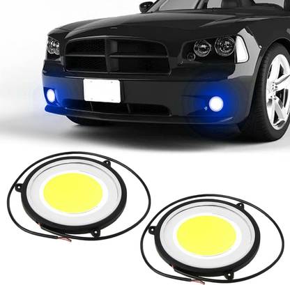 CARZEX Premium Car DRL Blue/White Waterprof Daytime Running Light with Turn Indicator Signal Flexible Round Shape White LED Lights Driving lamp COB Lights car-Styling 2pcs 12V DC For All Cars Car Fancy Lights
