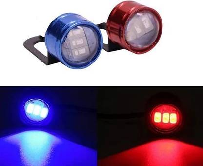 JUST MOD Red & Blue Bike LED Flasher Strobe Warning 12V Light For Car and Bikes (1 set) Car Fancy Lights