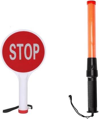 Crewbolt Flashlight Led Traffic Baton Wands Air Marshaling with Stop Go Portable Signs Car Fancy Lights
