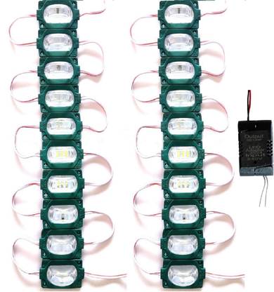 Steko (20 Pieces) Adapter + Half Moon Shape Green DC 12 Volt 1.5 Watt LED Module Car Fancy Lights